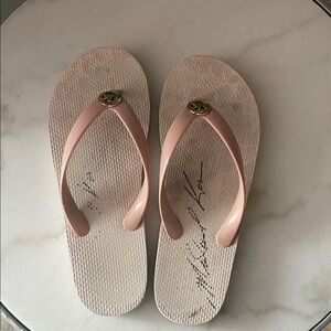 Michael Kors Blush Pink Logo Flip Flop Sandals